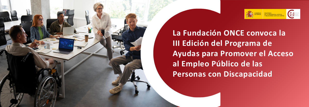 LA FUNDACIÓN ONCE CONVOCA LA III EDICIÓN DEL PROGRAMA DE AYUDAS PARA PROMOVER EL ACCESO AL EMPLEO PÚBLICO DE LAS PERSONAS CON DISCAPACIDAD LA FUNDACIÓN ONCE CONVOCA LA III EDICIÓN DEL PROGRAMA DE AYUDAS PARA PROMOVER EL ACCESO AL EMPLEO PÚBLICO DE LAS PERSONAS CON DISCAPACIDAD